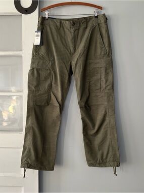 NWT Polo Ralph Lauren Olive Green Utility Surplus Relaxed Cargo Pants Mens 33x30